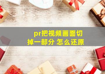 pr把视频画面切掉一部分 怎么还原